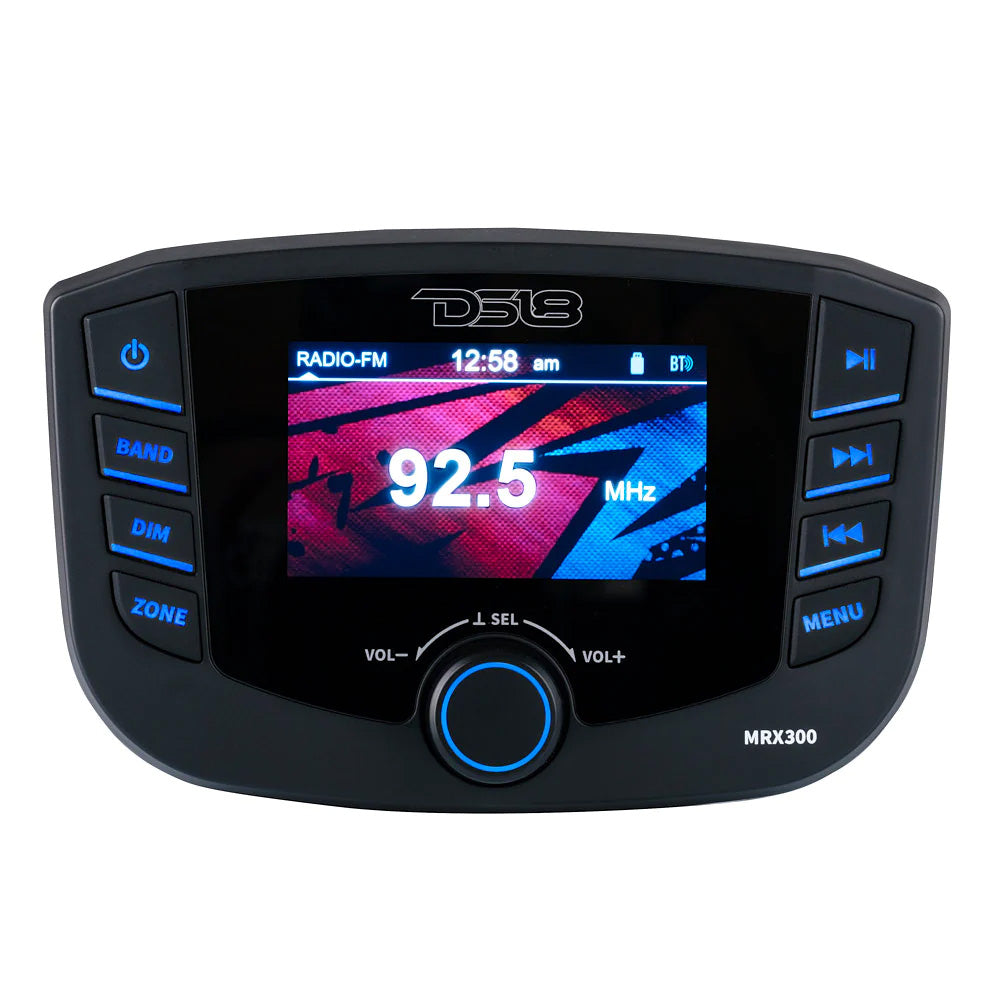 DS18 Marine Headunit TFT Screen  3 Zones  4V Output  Bluetooth  RDS 4x50 Watts MRX300