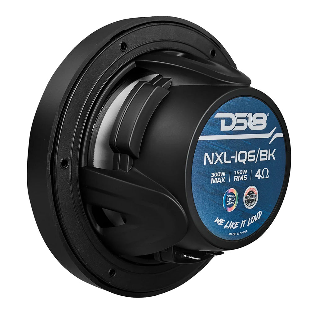 DS18 65 2Way Coaxial Marine Speakers wDigital LED Lights  Bullet Tweeter  Black  150W 4Ohm NXLIQ6BK