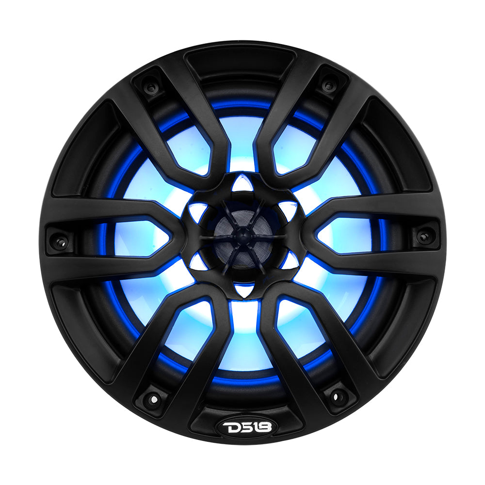 DS18 HYDRO 8 2Way Marine Speakers wRGB LED Lights 375W  Matte Black NXL8BK