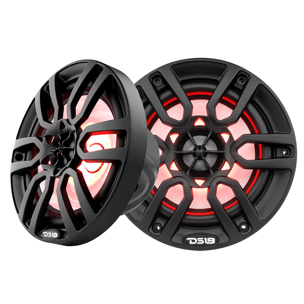 DS18 HYDRO 65 2Way Marine Speakers wRBG LED Lights 300W  Matte Black NXL6BK