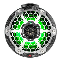 DS18 HYDRO 65 Compact Wakeboard Pod Tower Speaker wRGB LED Lights  375W  Black Carbon Fiber CFPS6