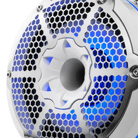 DS18 HYDRO 10 Neodymium Marine Towers wBuiltIn Passive Radiator 1 Driver  RGB LED Lights  900W  White NXLX10TPNEOWH