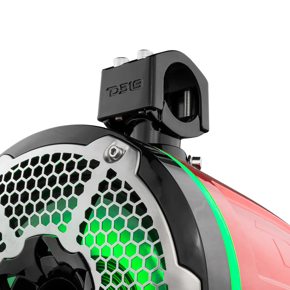 DS18 HYDRO 10 Neodymium Marine Towers wBuiltIn Passive Radiator 1 Driver  RGB LED Lights  900W  Red NXLX10TPNEORD